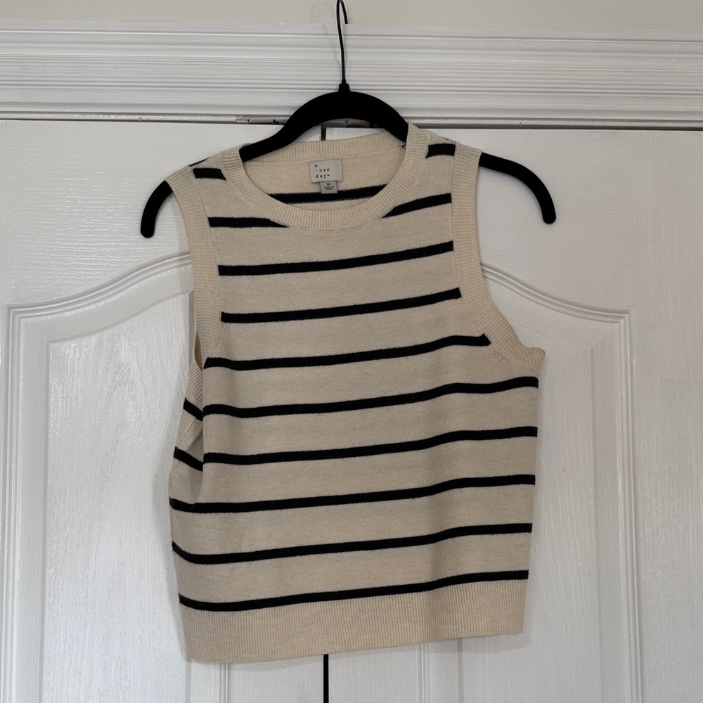a new day Black and Cream Striped Tank Top